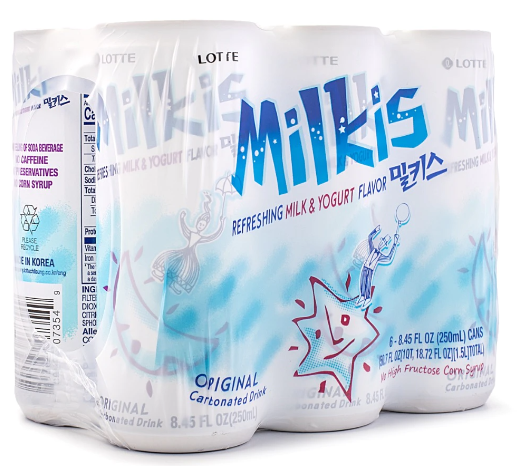 Lotte Milkis Soda Drink, Milk and Yogurt Flavor 250ml 6 can