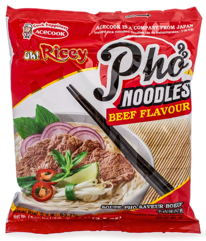 Acecook Oh! Ricey Rice Noodles Pho Beef Flavor (Bag)