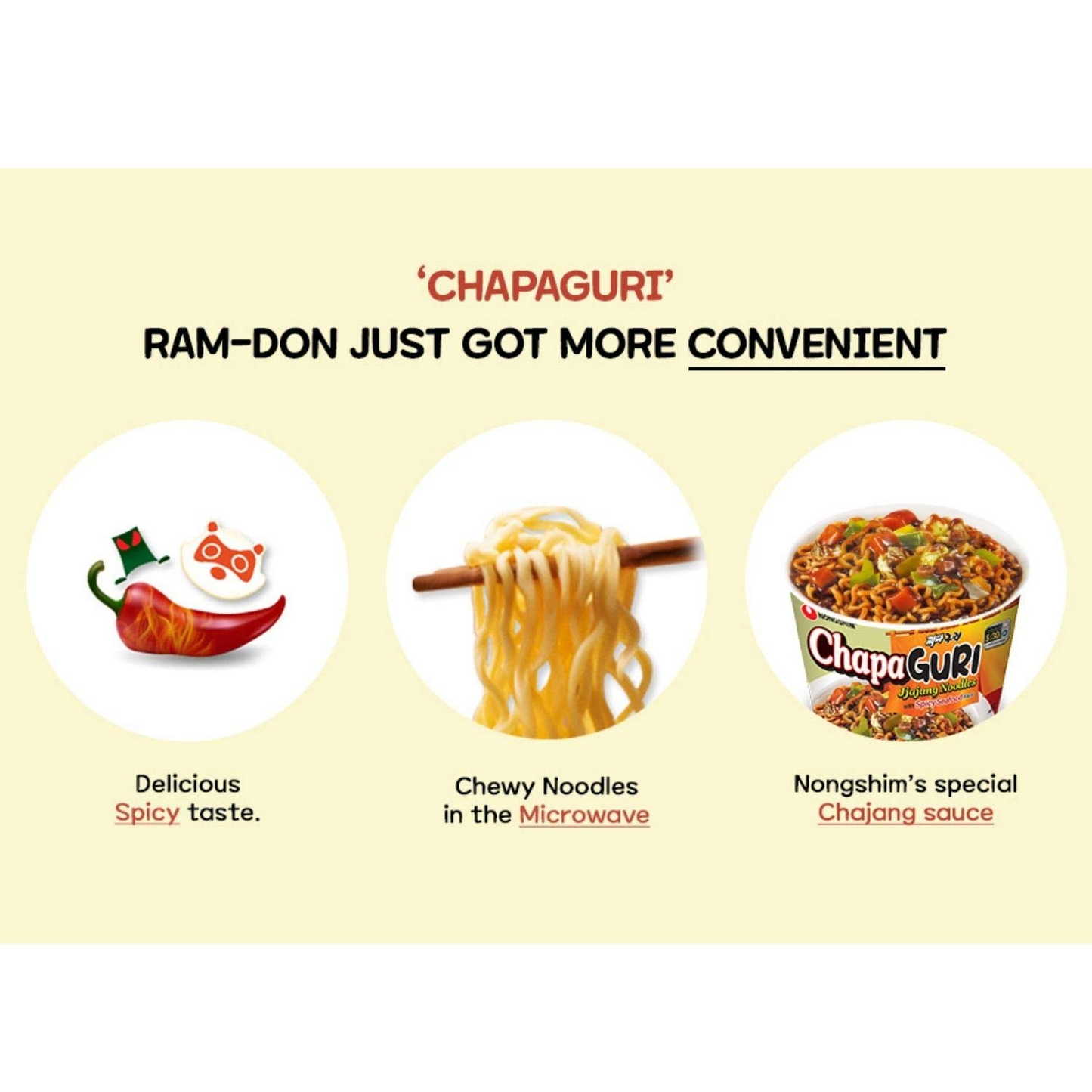 Nongshim Chapaguri Jjajang Noodles, Spicy Seafood Flavor