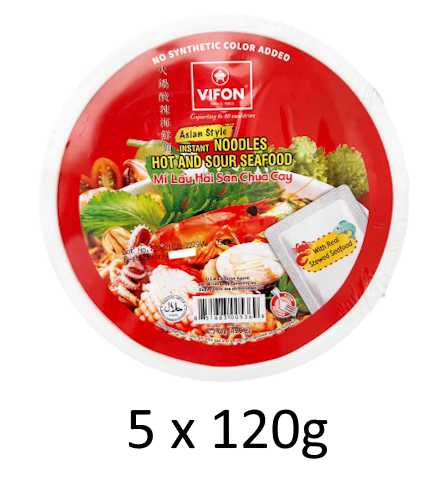 Vifon Asian Style Hot and Sour Seafood Instant Noodle Bowl