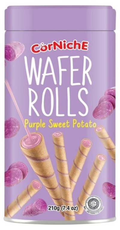 Corniche chocolate purple sweet potato wafer rolls 250g