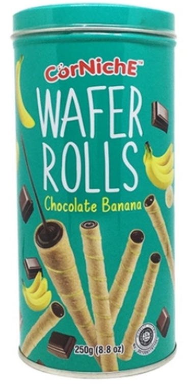 Corniche Chocolate Banana Wafer Rolls 250g