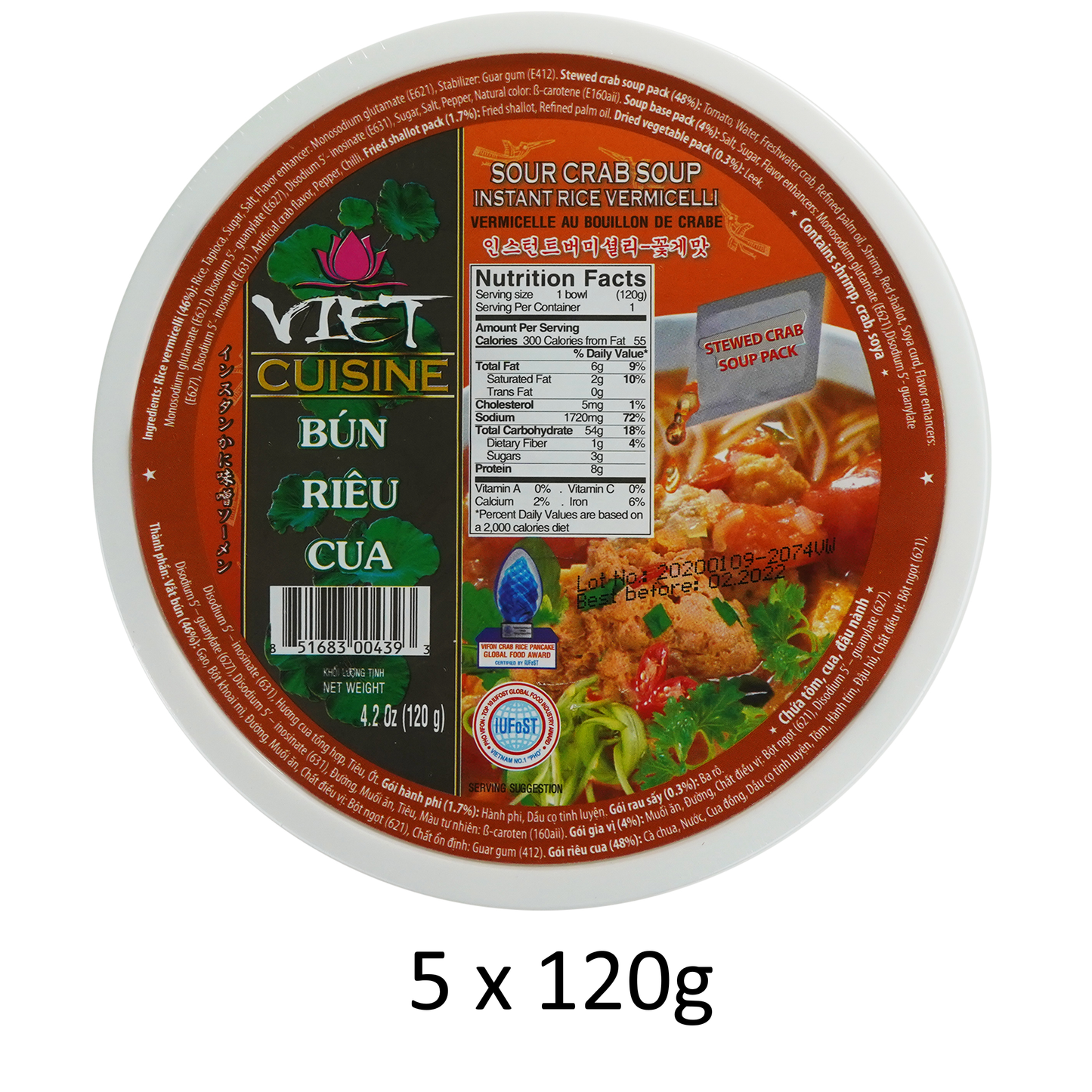 Viet Cuisine Sour Crab Instant Bean Thread Noodles