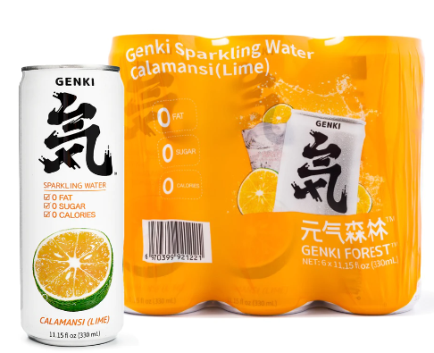 Genki Forest Sugar-Free Sparkling Water, Calamansi Lime Flavor