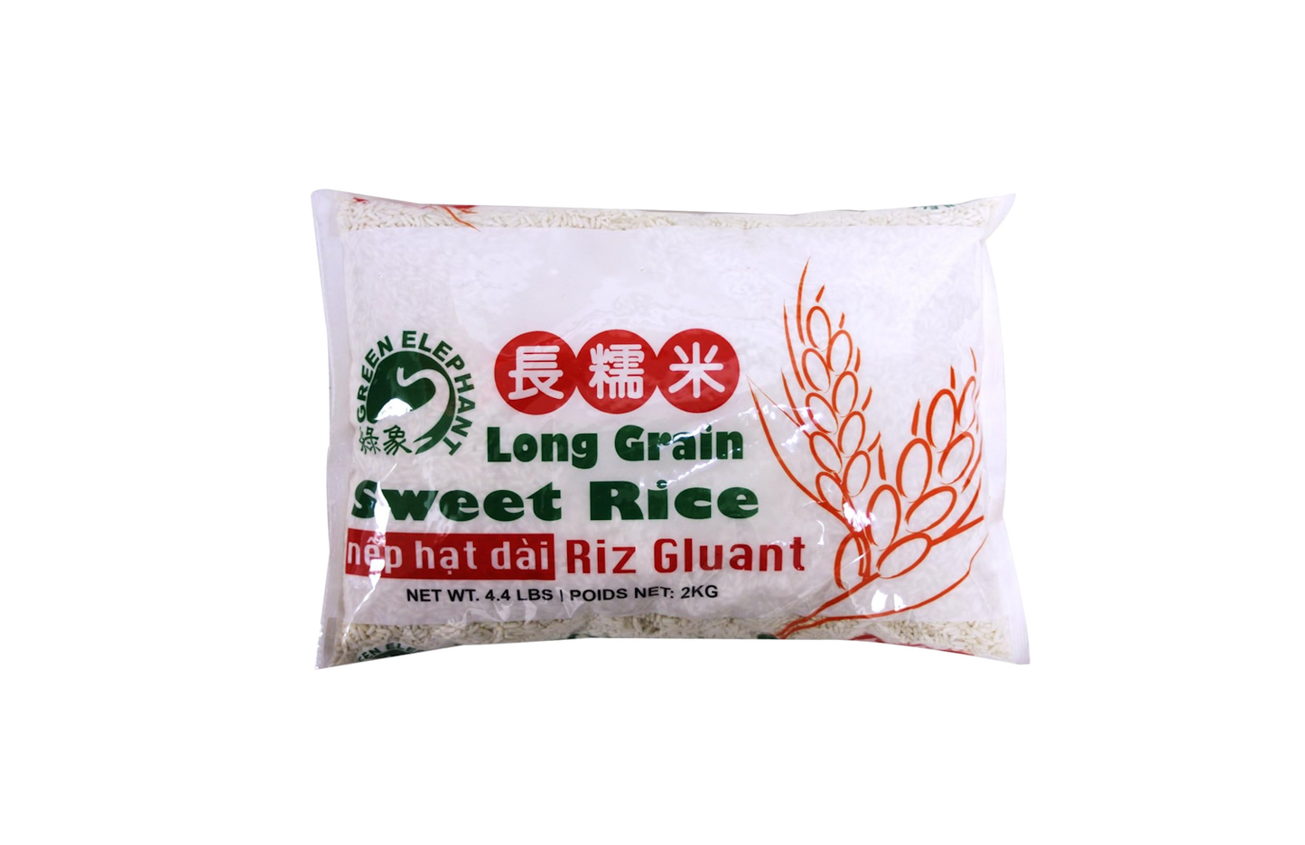 Green Elephant Thai Pure White (Glutinous) Long Grain Sweet Rice 4.4 lbs