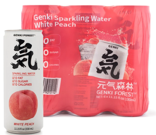 Genki Forest Sparkling Water, White Peach Flavor