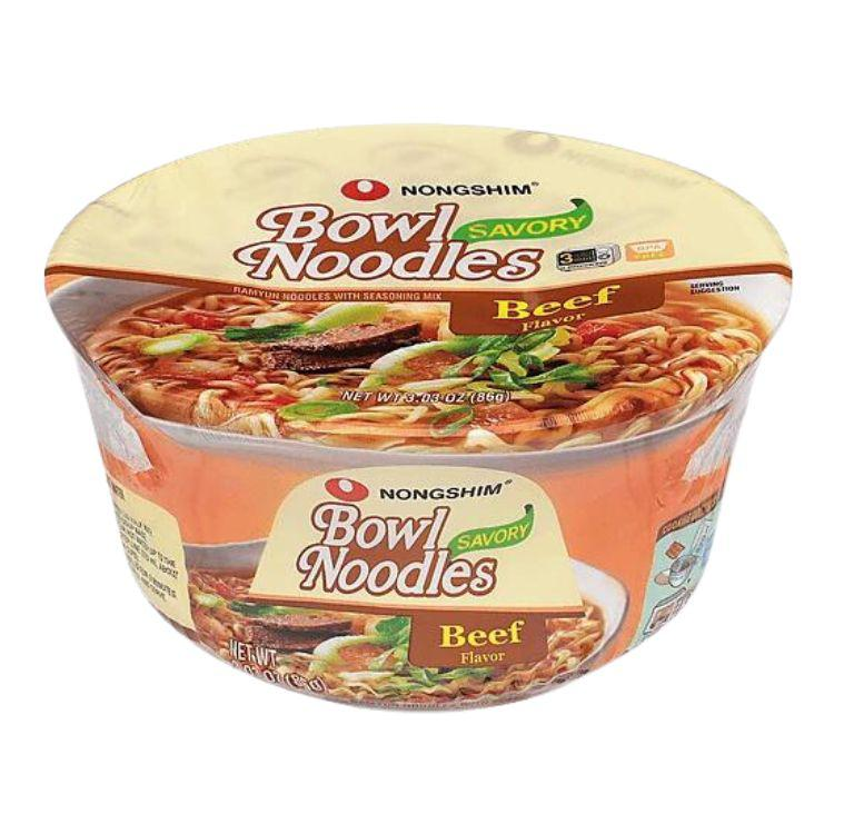 Nongshim Savory Beef Instant Ramen Noodle Soup Bowl Rich Beef Flavor