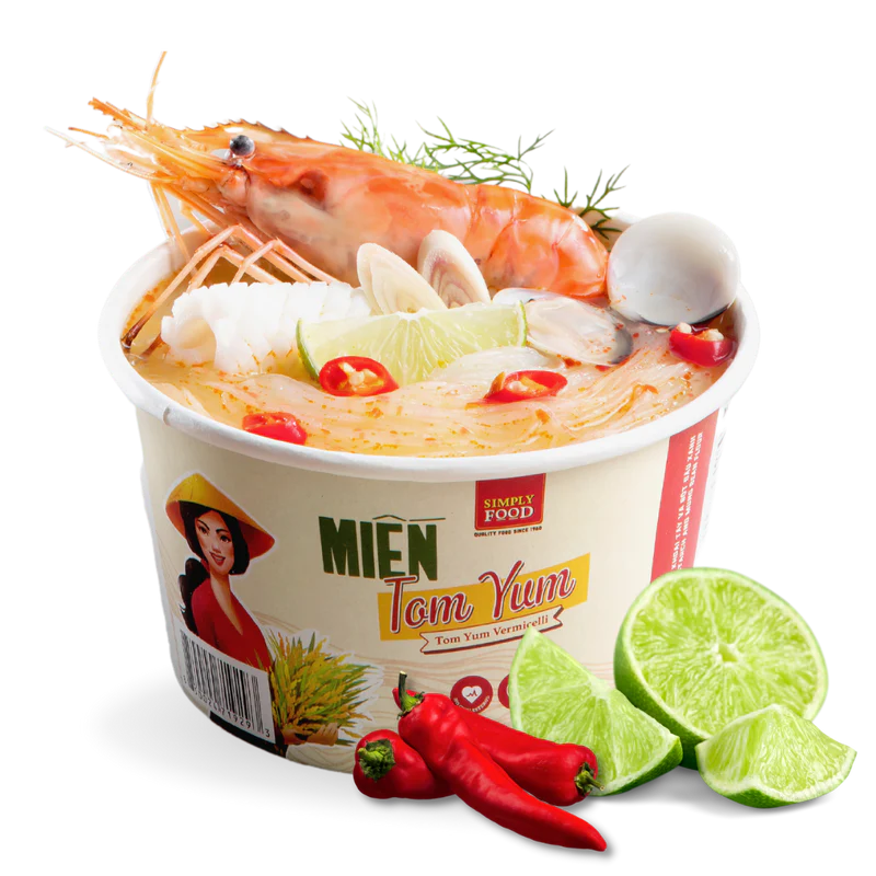 Simply Food Tom Yum Vermicelli Glass Instant Noodle Bowl