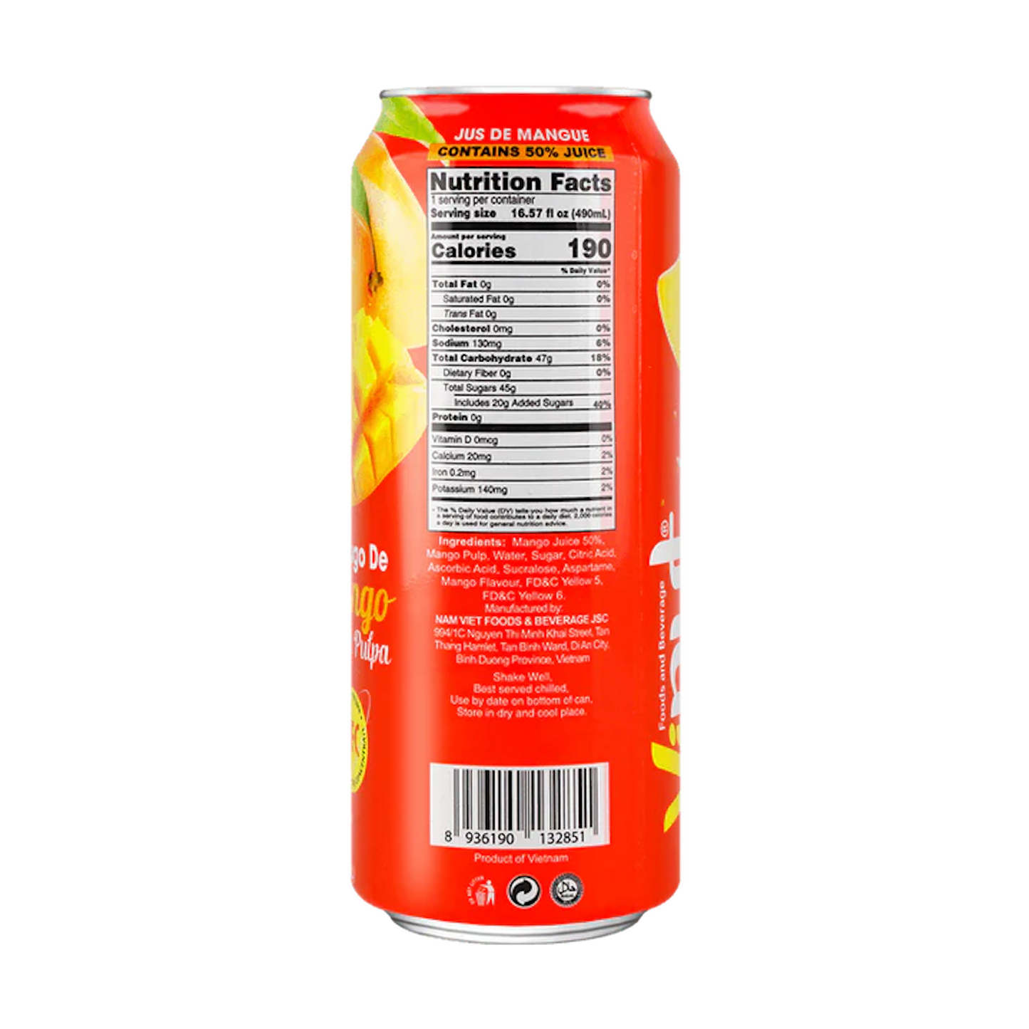 VINUT NFC Mango Juice Drink With Pulp 490ml