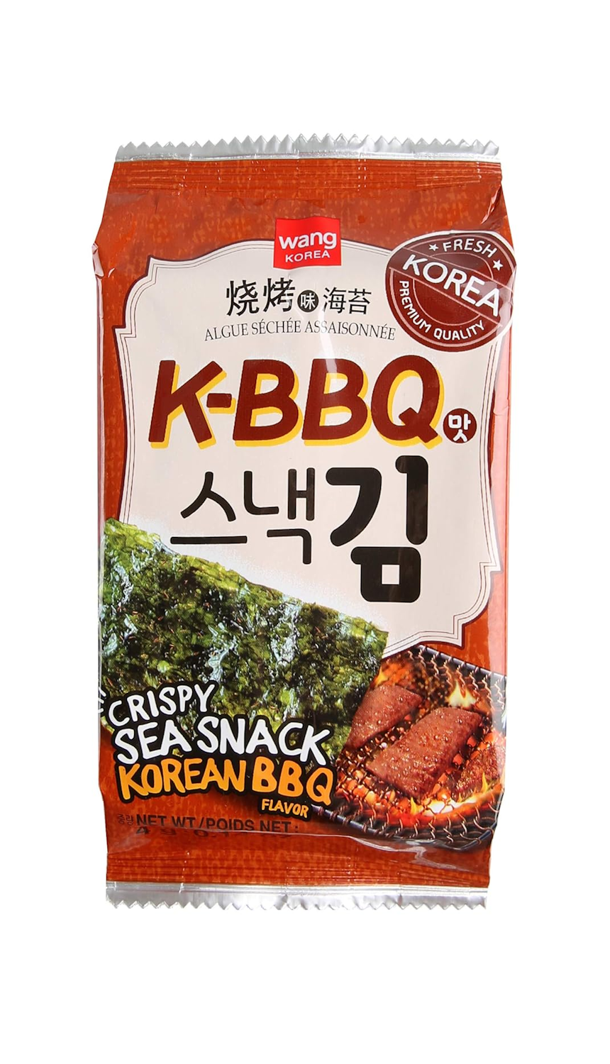 Wang Roasted Seaweed Snack, Korean Barbeque Flavored Pack of 16