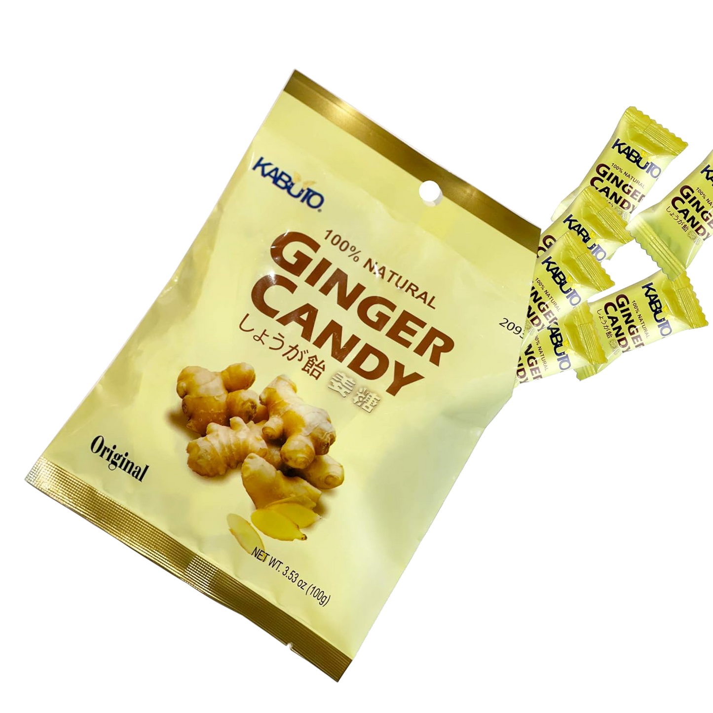 Kabuto Strong Ginger Taste Nature Original Flavor Ginger Candy 3.5oz