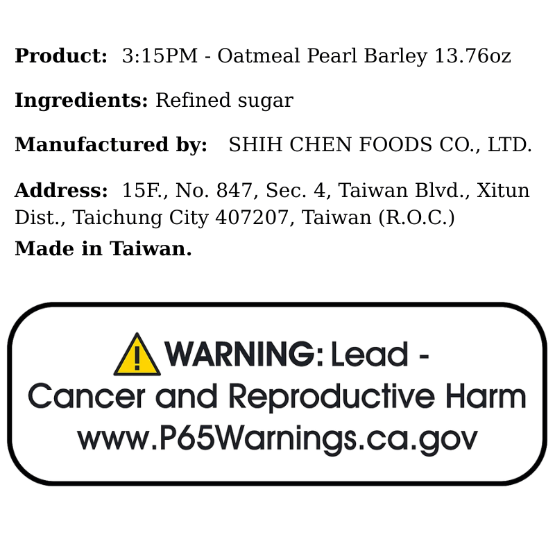 3:15PM - Oatmeal Pearl Barley 13.76oz - A&E Foodstore