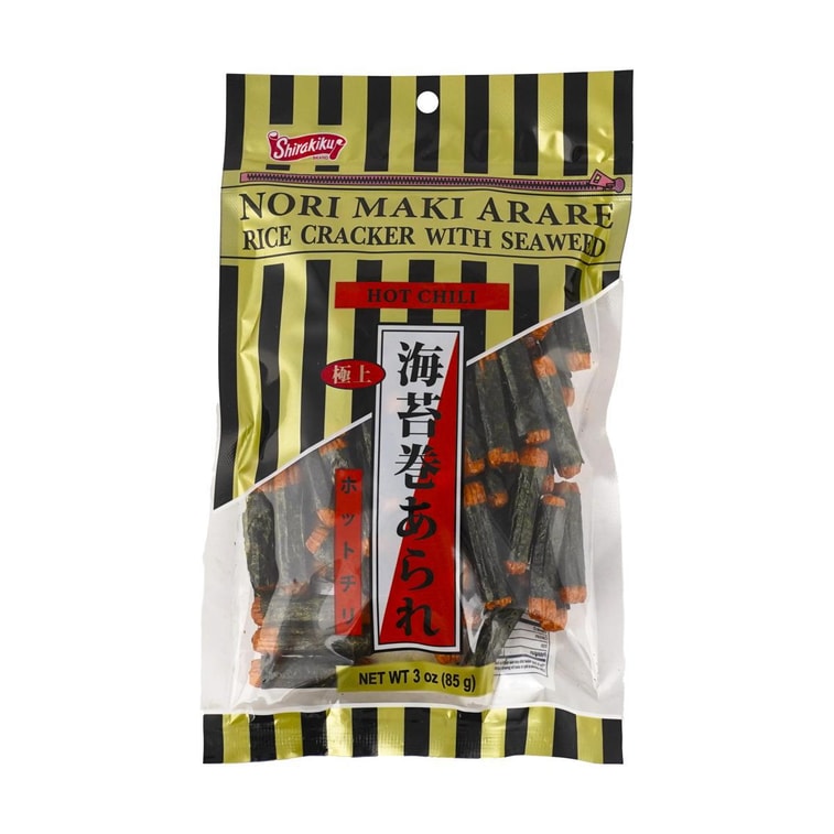 Shirakiku Nori Maki Arare Rice Crackers With Seaweed Hot Chili 3oz