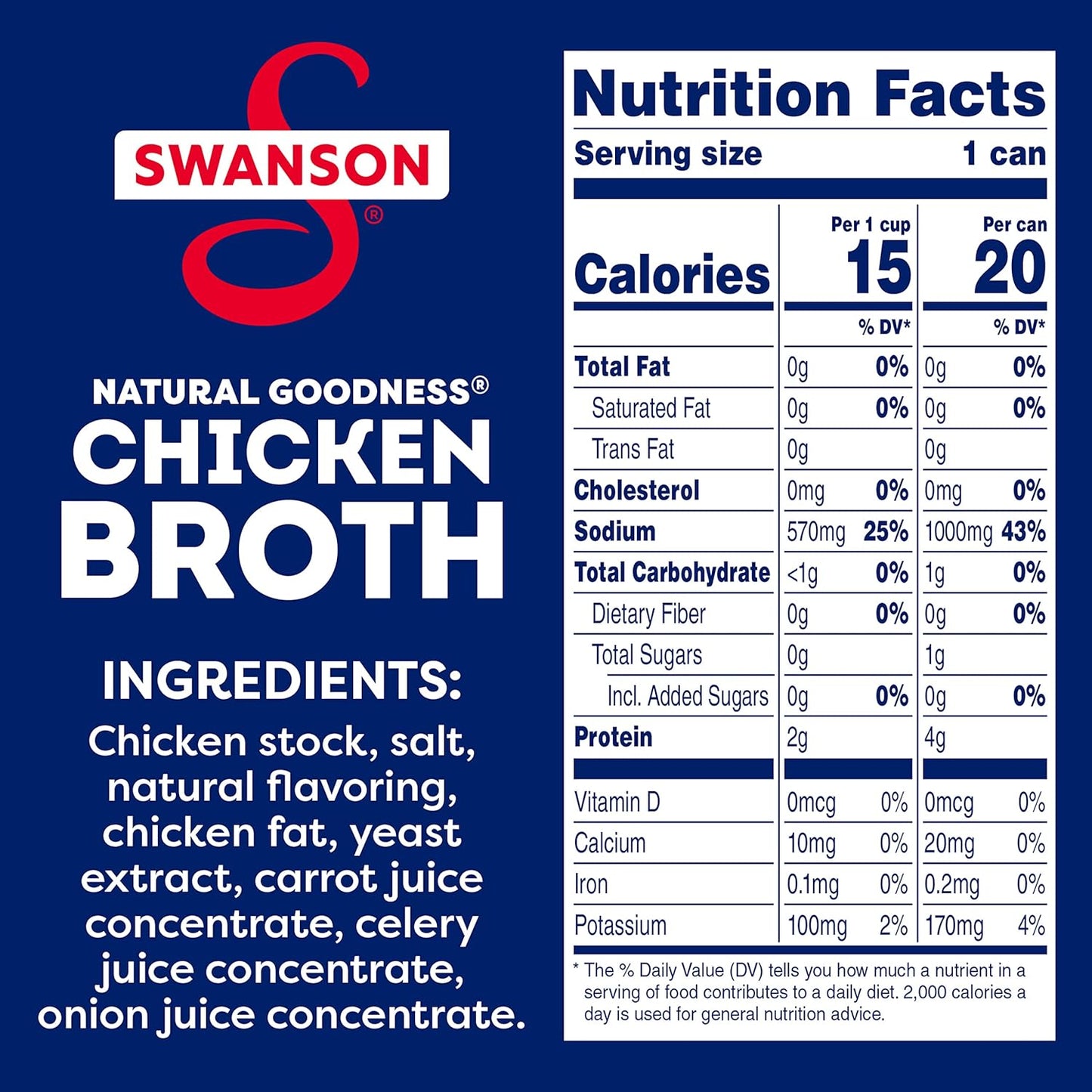 Swanson 100% Natural Chicken Broth 33% Less Sodium 14.5oz