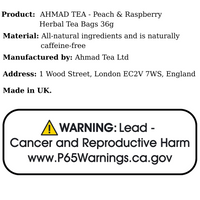 AHMAD TEA - Peach & Raspberry Herbal (20 Tea Bags)