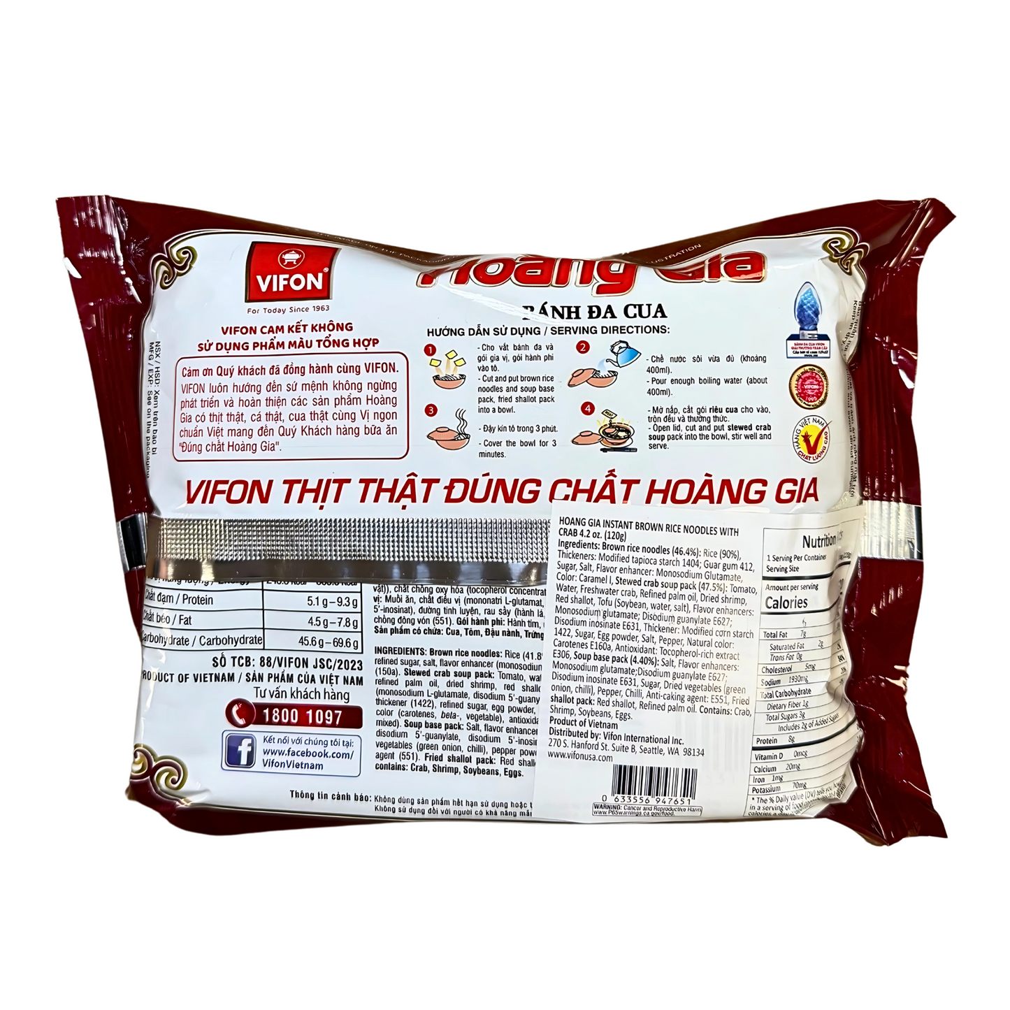 Vifon HoangGia Instant Noodle Crab 120g
