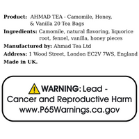 AHMAD TEA - Camomile, Honey,& Vanilla (20 TeaBags)