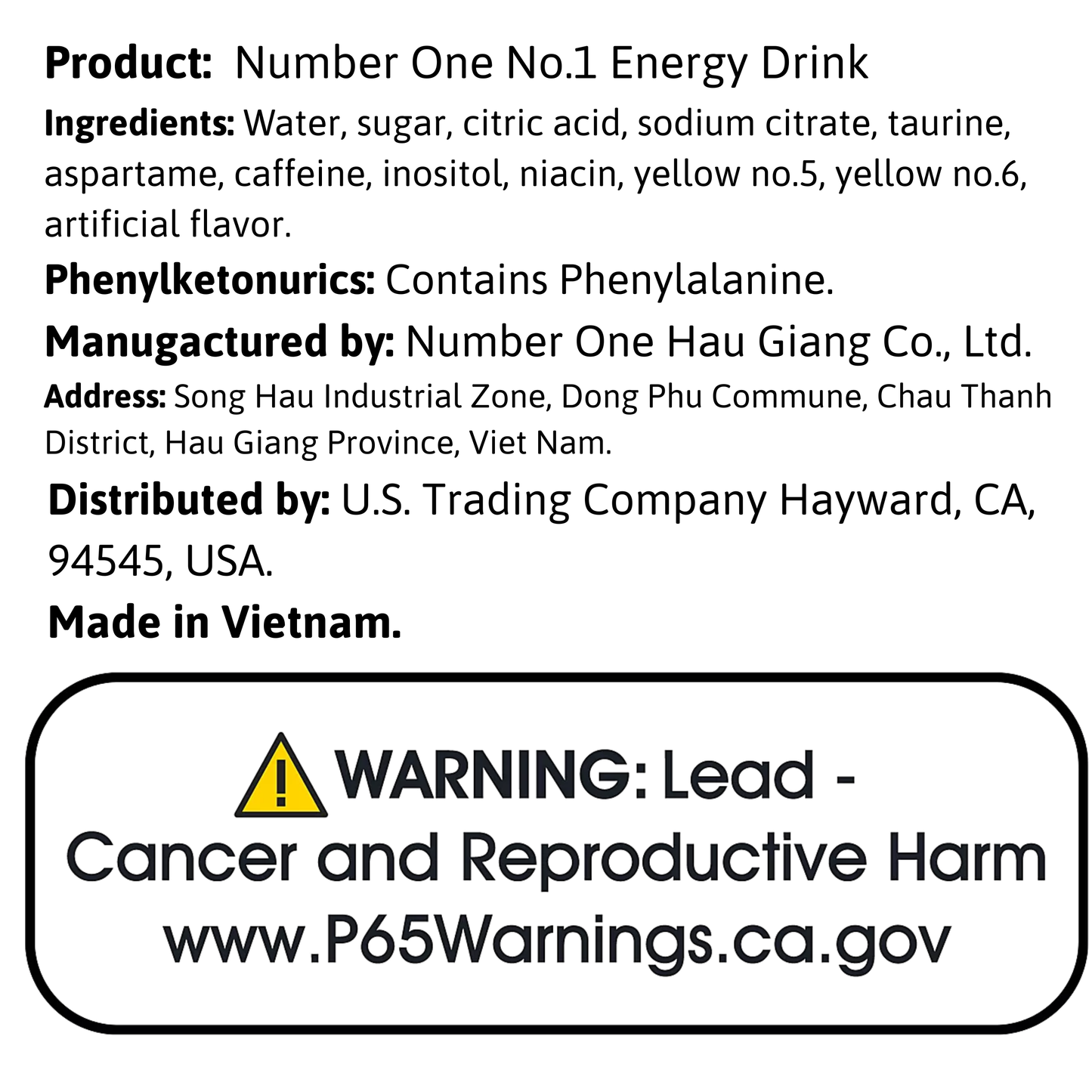 Number One No.1 Energy Drink