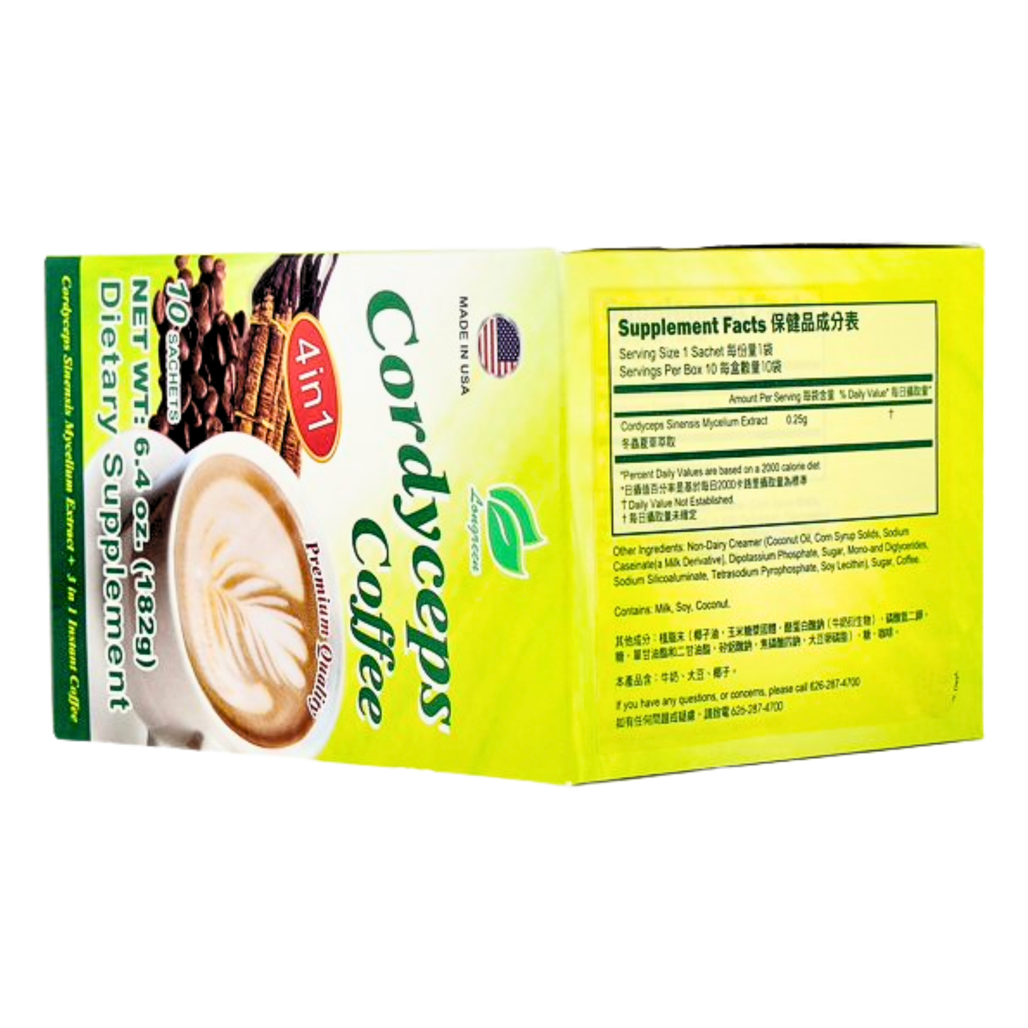[Longreen] 4 In 1 Cordyceps Coffee(10 Sachets) - 182g