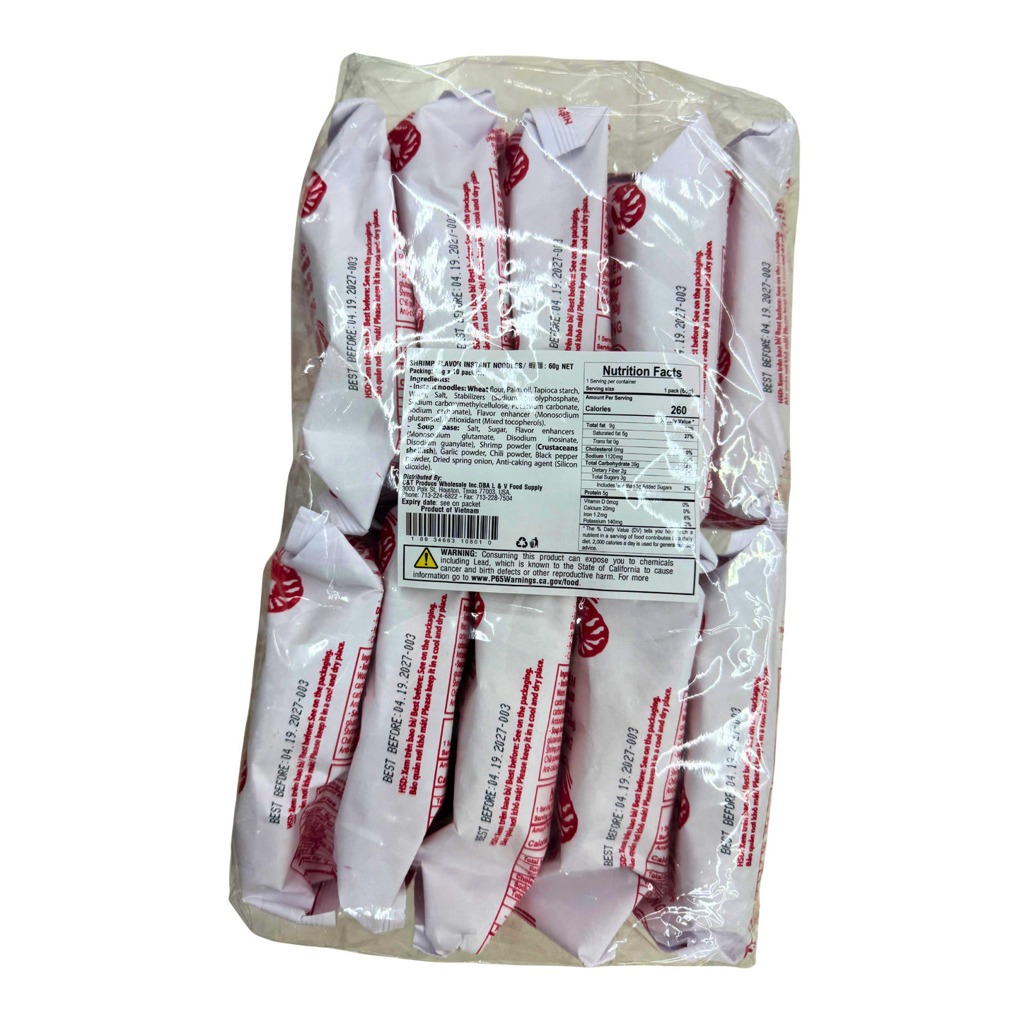 VI HUONG Shrimp Flavour Instant Noodles 60g