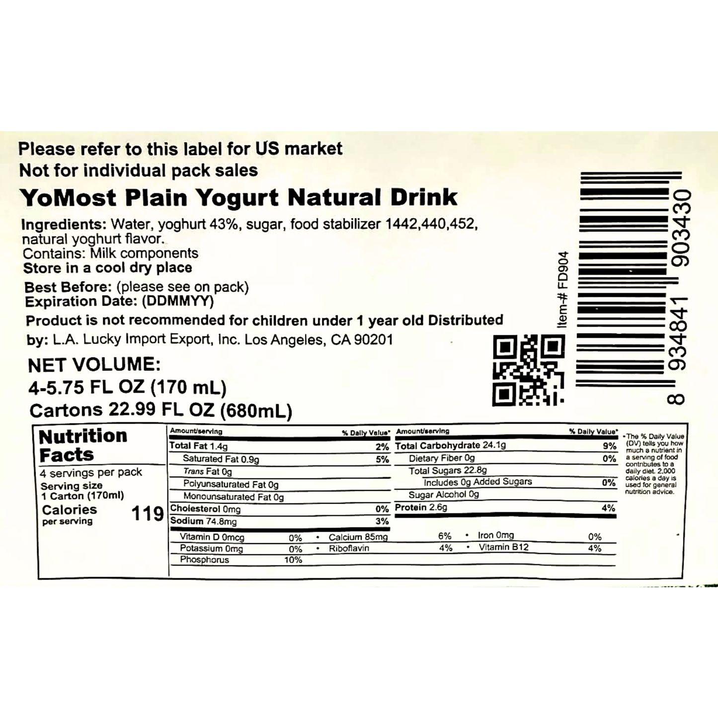 [YOMOST] Plain Yogurt Natural Drink - 170 ml