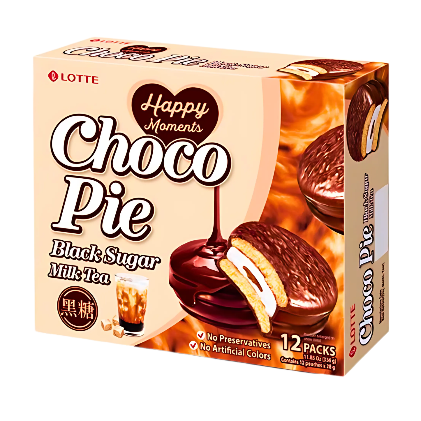 Lotte Choco Pie Black Sugar Milk Tea 12PK 11.85oz