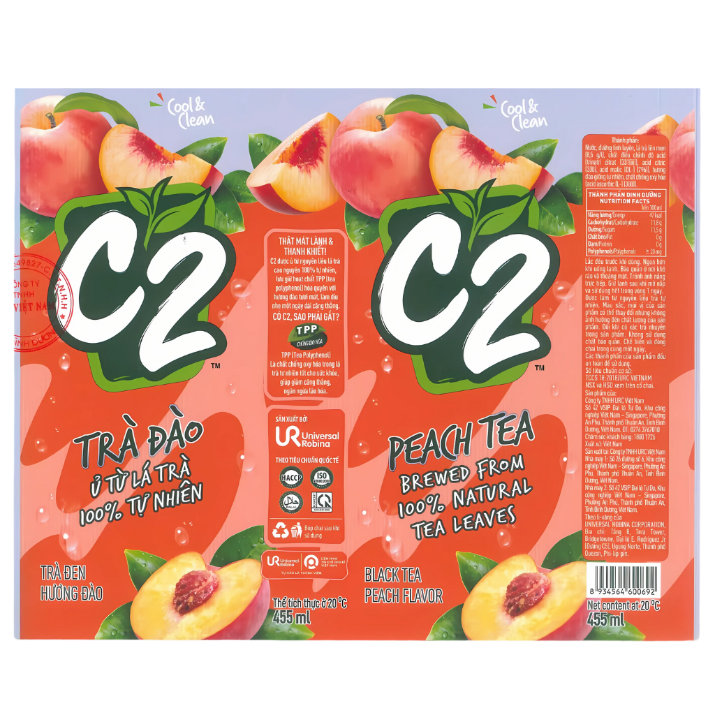 C2 Peach Black Tea 455ml