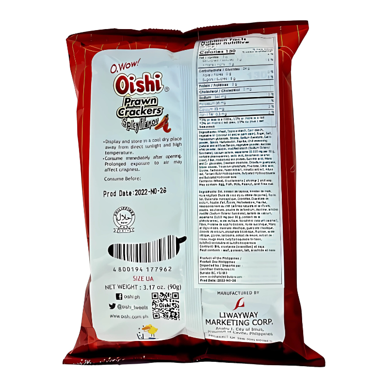 Oishi Prawn Crackers Spicy Flavor 90g