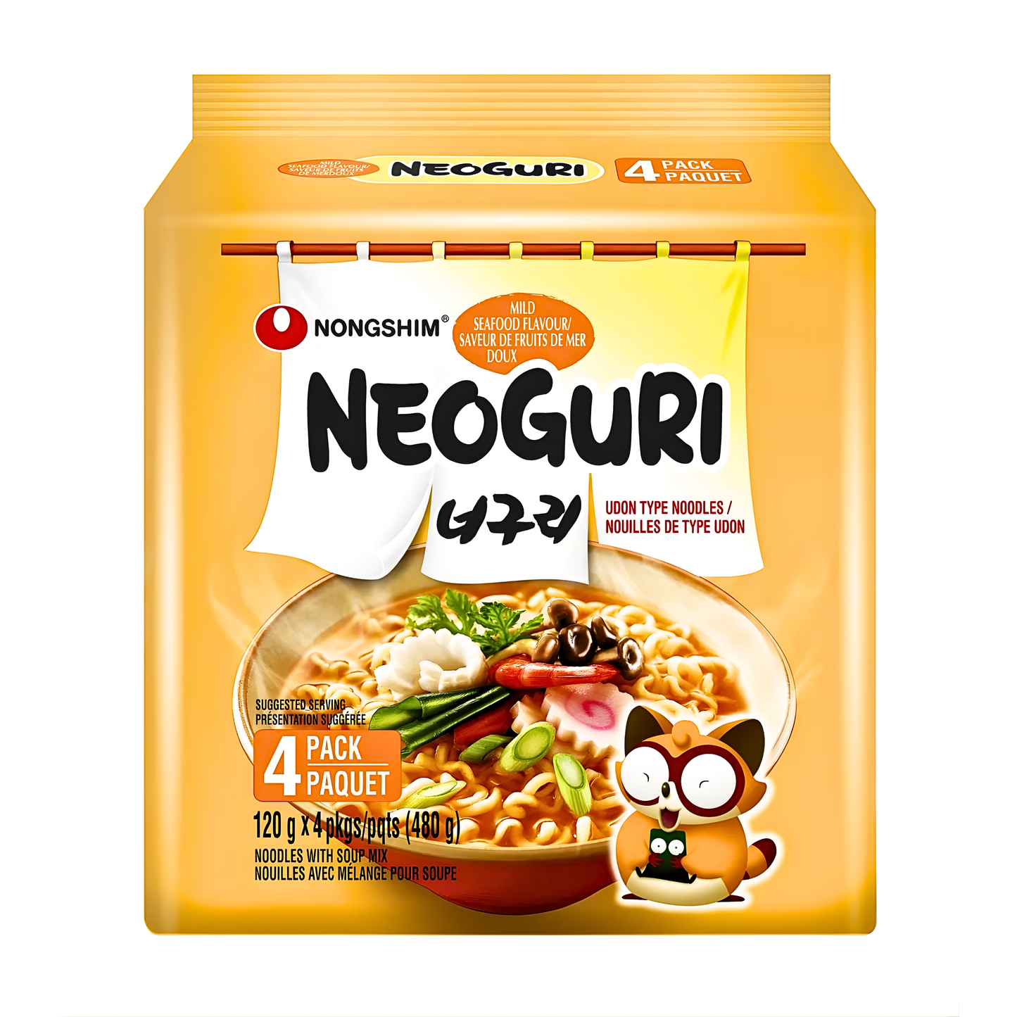[NONGSHIM] Neoguri Udon Seafood(4 Packs) - 16.9oz