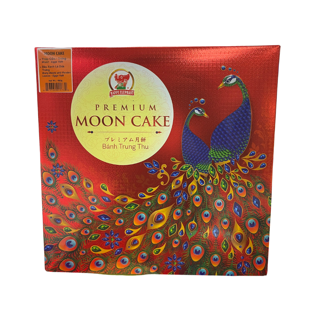 Happy Elephant - Moon Cake Mung Bean & Pandan Leaves - Egg Yolk ( 480 g )