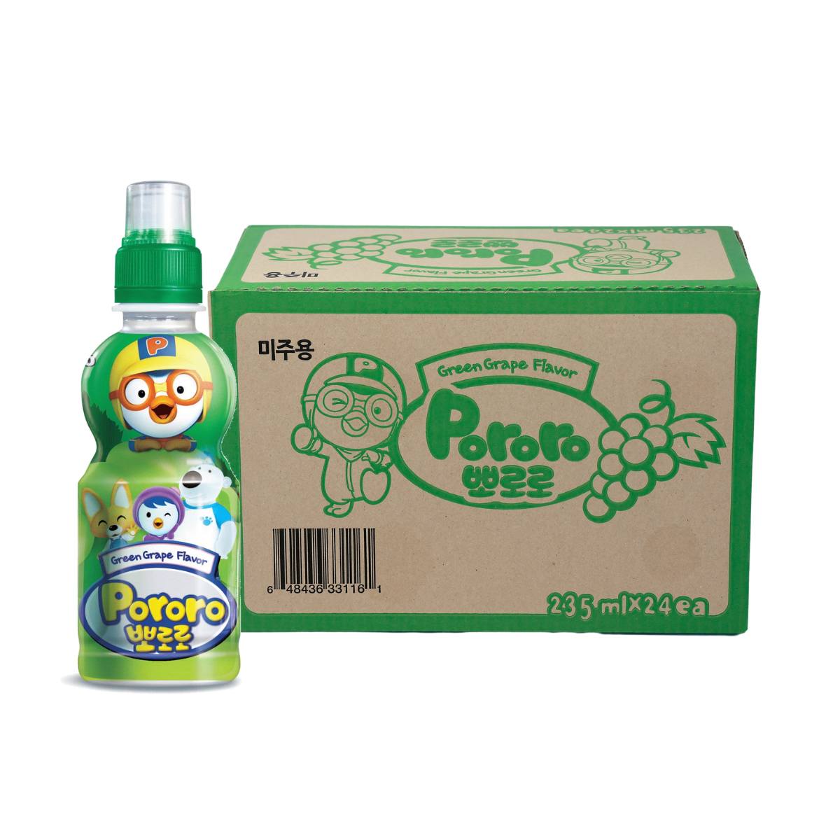 Paldo Pororo Fruit Juice, Green Grape Flavor 7.95 oz