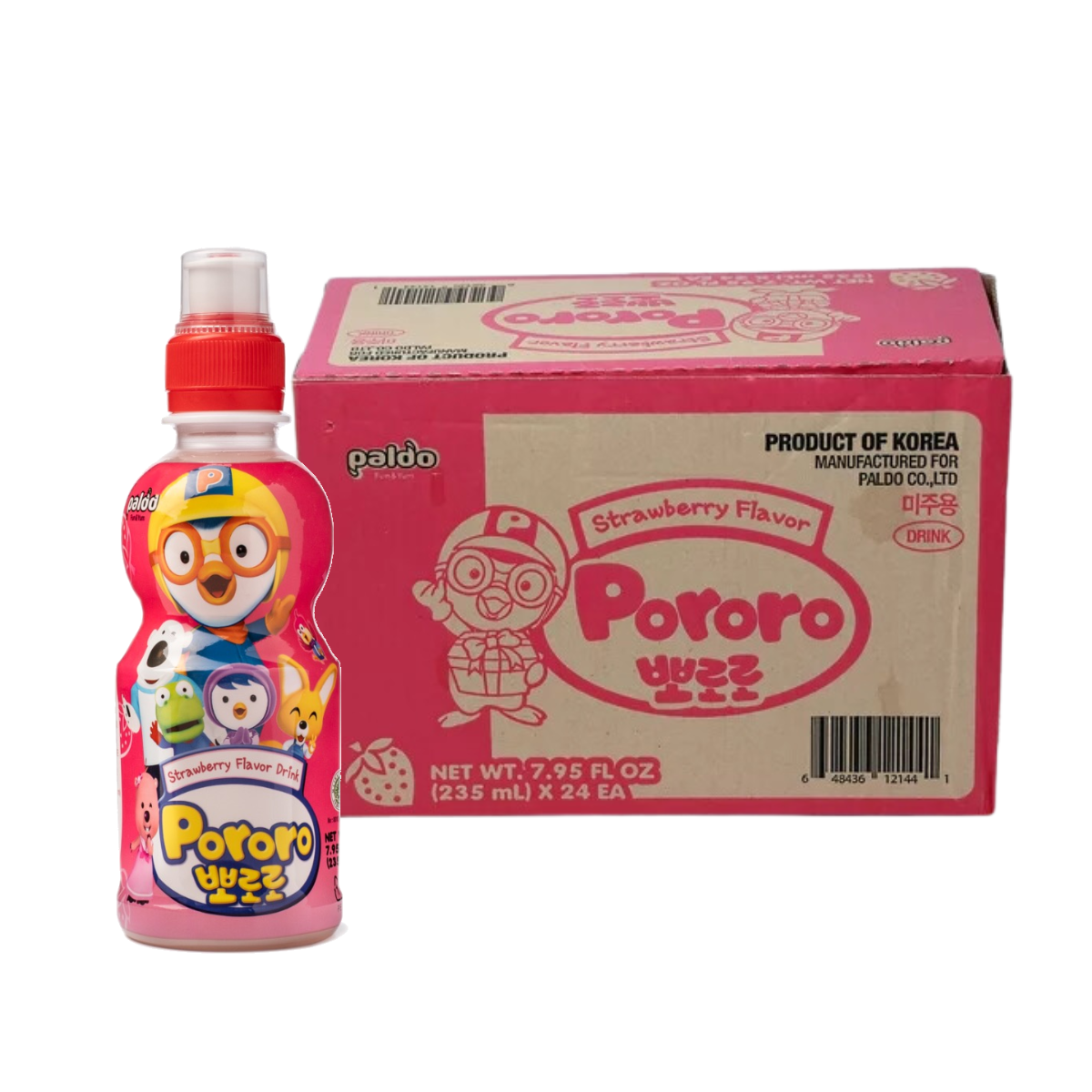 Paldo Pororo Fruit Juice, Strawberry Flavor 7.95 oz