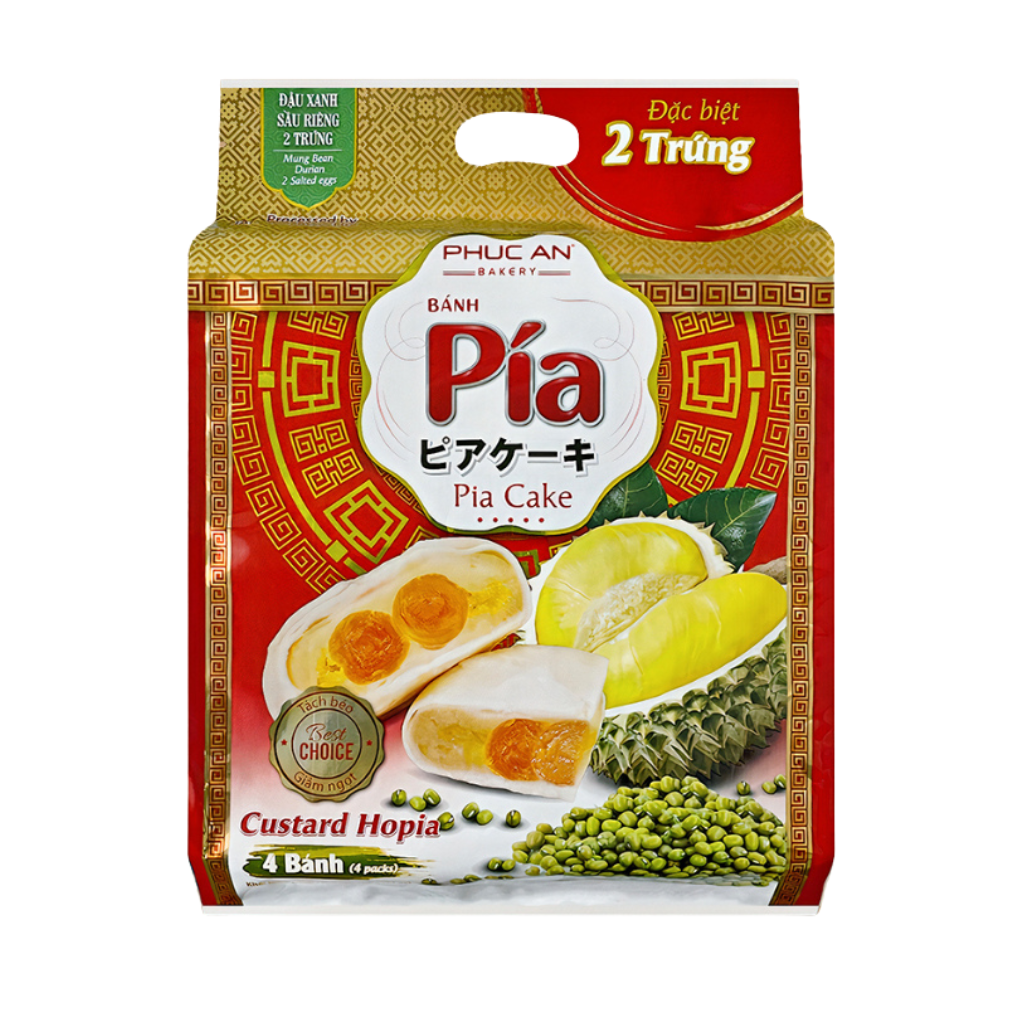 Phuc An Premium Pia Cake Big Size 2 Salted Eggs (Mung Bean - Durian - Salted Egg) 21 oz