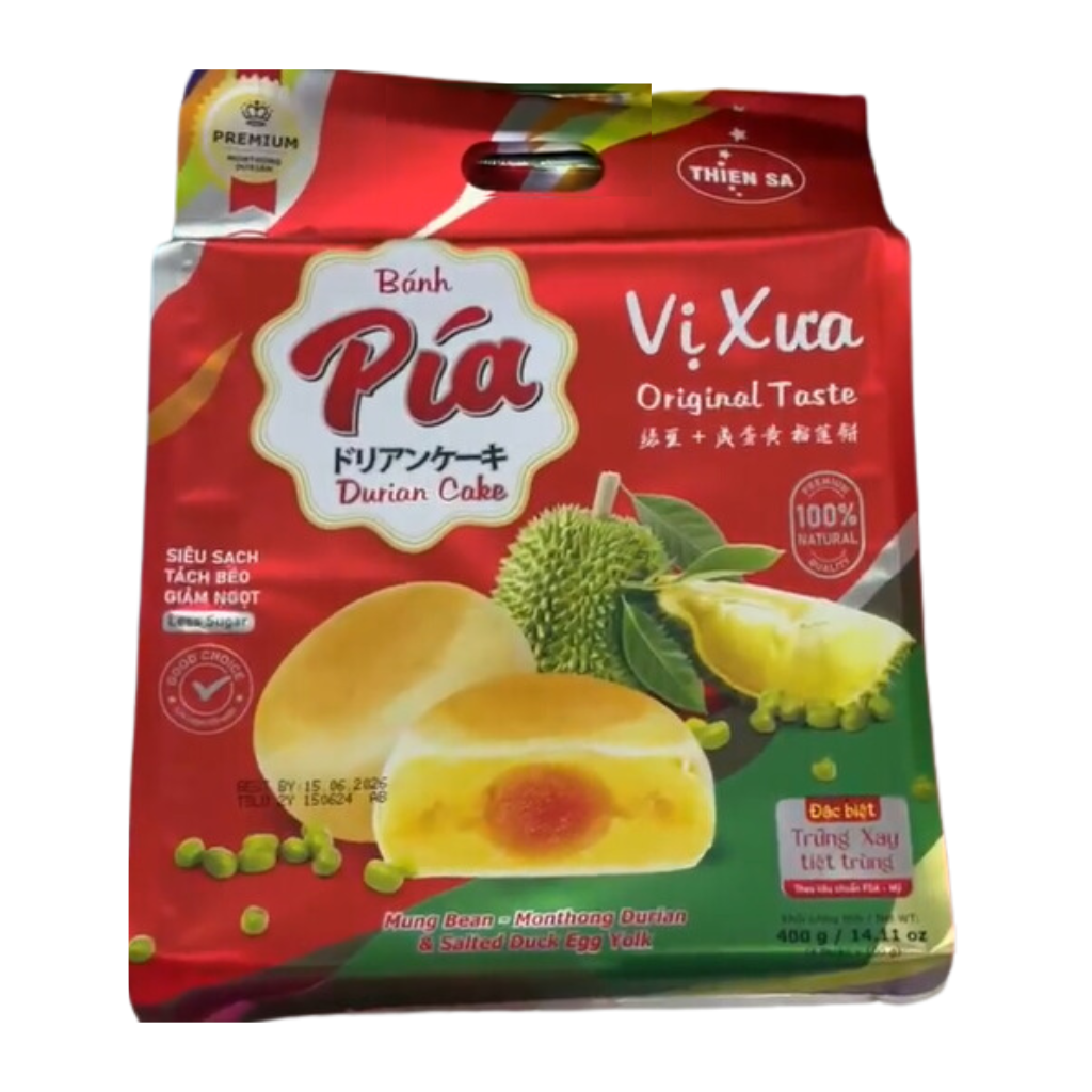 Thien Sa Pia Cake (Mung Bean - Durian - Salted Duck Egg Yolk) 14 oz