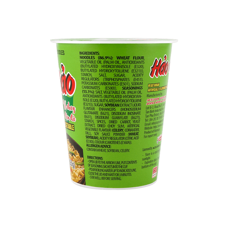 Acecook Hao Hao Vegetarian Flavour Cup Noodles - A&E Foodstore