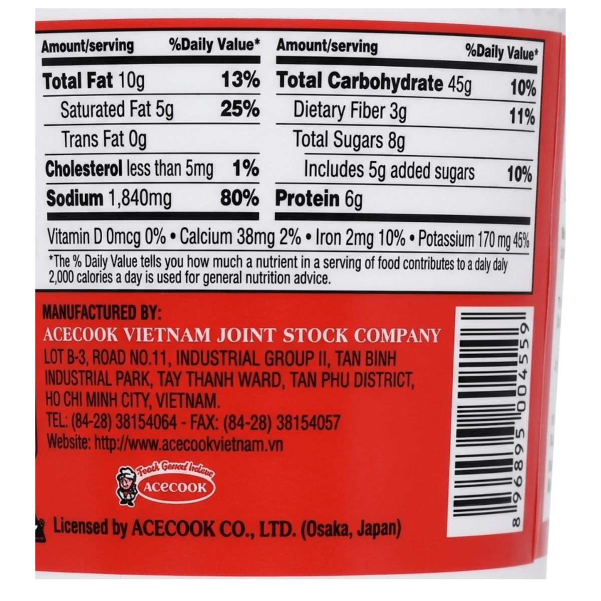 Acecook Thai Shrimp Hotpot Flavor Cup Noodle - A&E Foodstore