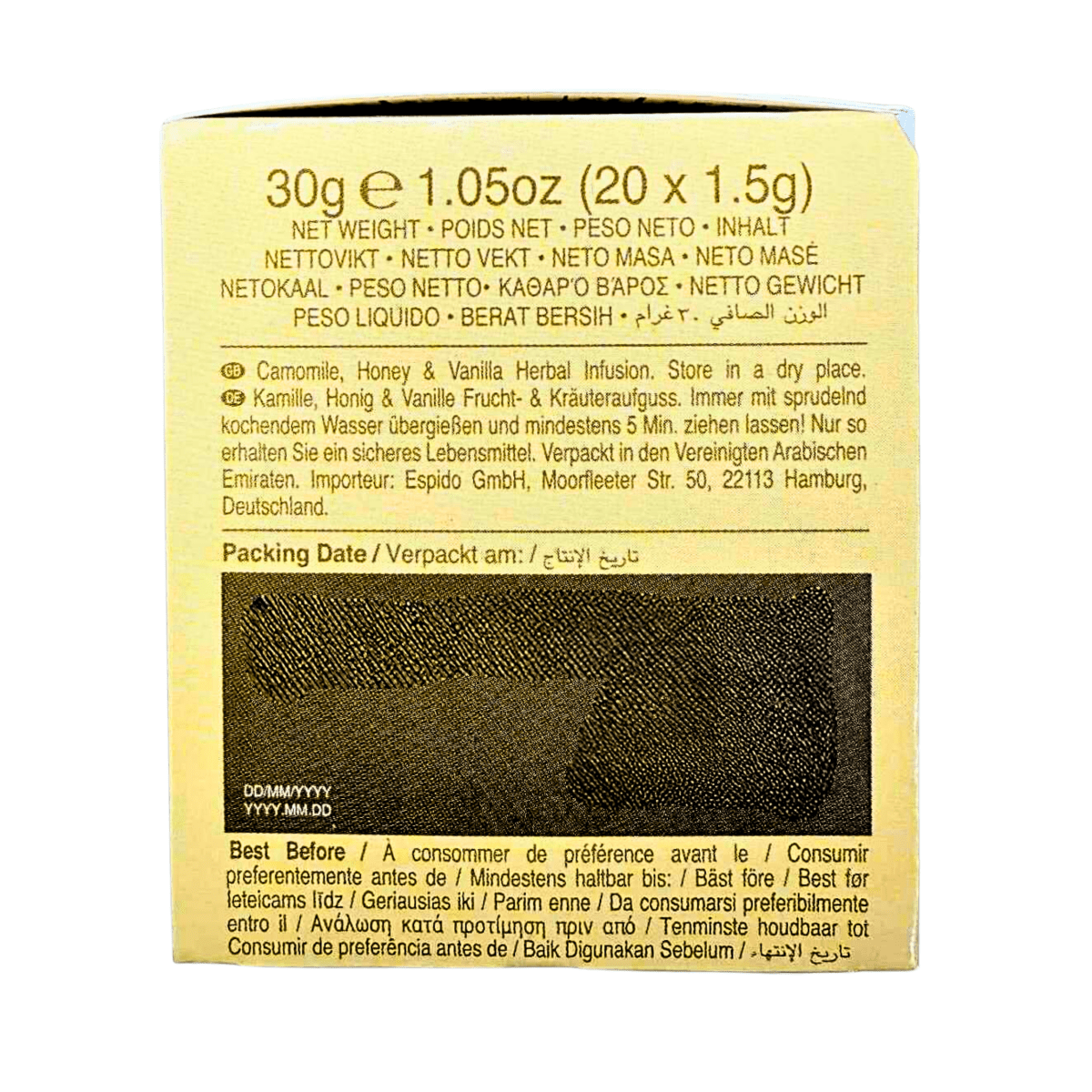 AHMAD TEA - Camomile, Honey,& Vanilla (20 TeaBags) - A&E Foodstore