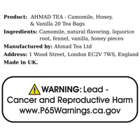 AHMAD TEA - Camomile, Honey,& Vanilla (20 TeaBags) - A&E Foodstore