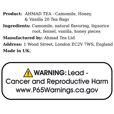 AHMAD TEA - Camomile, Honey,& Vanilla (20 TeaBags) - A&E Foodstore