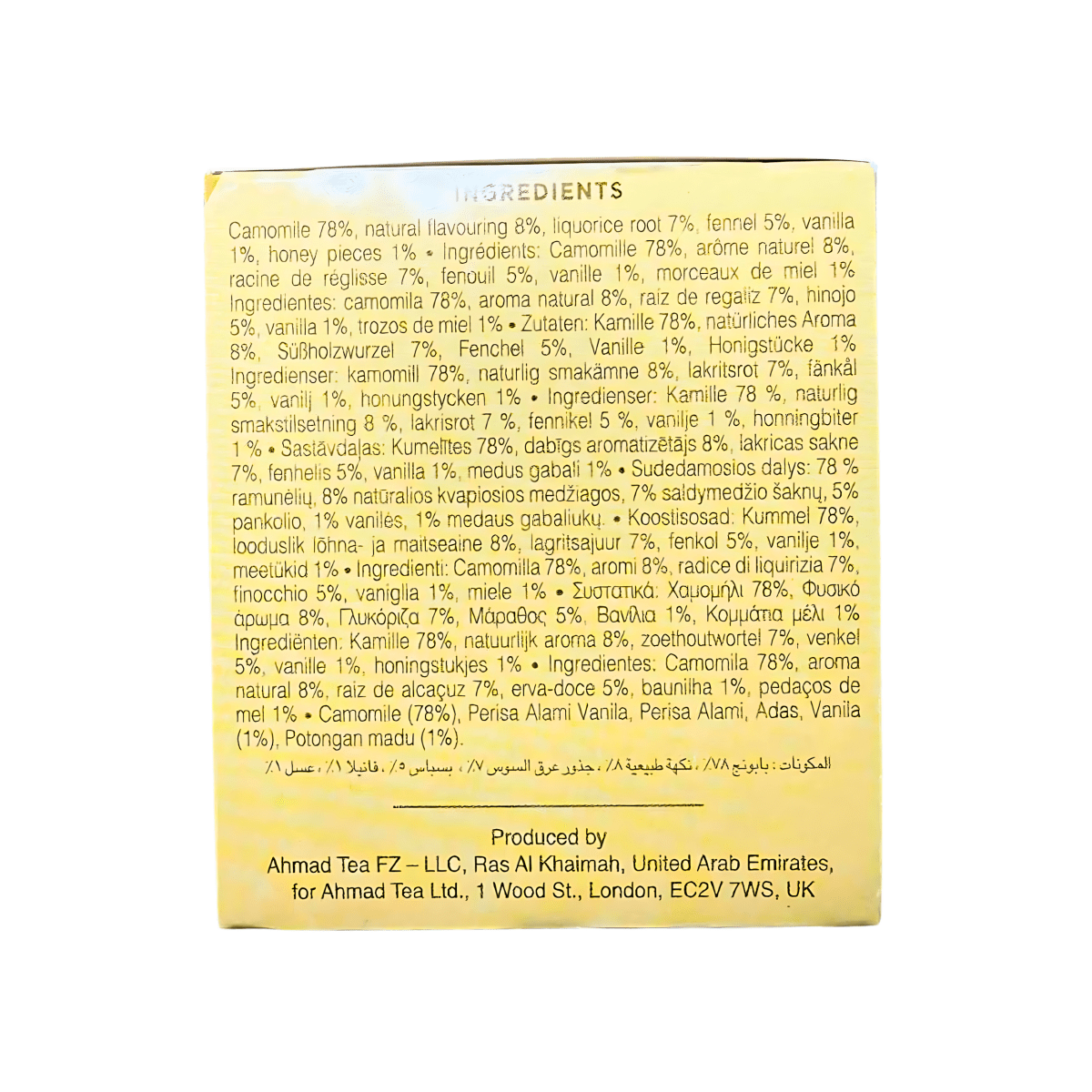 AHMAD TEA - Camomile, Honey,& Vanilla (20 TeaBags) - A&E Foodstore