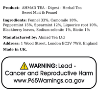 AHMAD TEA - 'Digest'Infusion - Herbal Tea (20TeaBags) - A&E Foodstore
