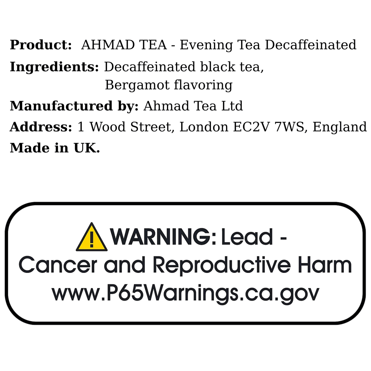 AHMAD TEA - Evening Tea Decaffeinated (20 TeaBags) - A&E Foodstore
