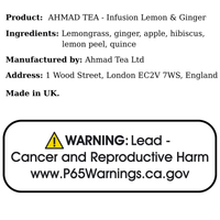 AHMAD TEA - Infusion Lemon & Ginger (20 Tea Bags) - A&E Foodstore