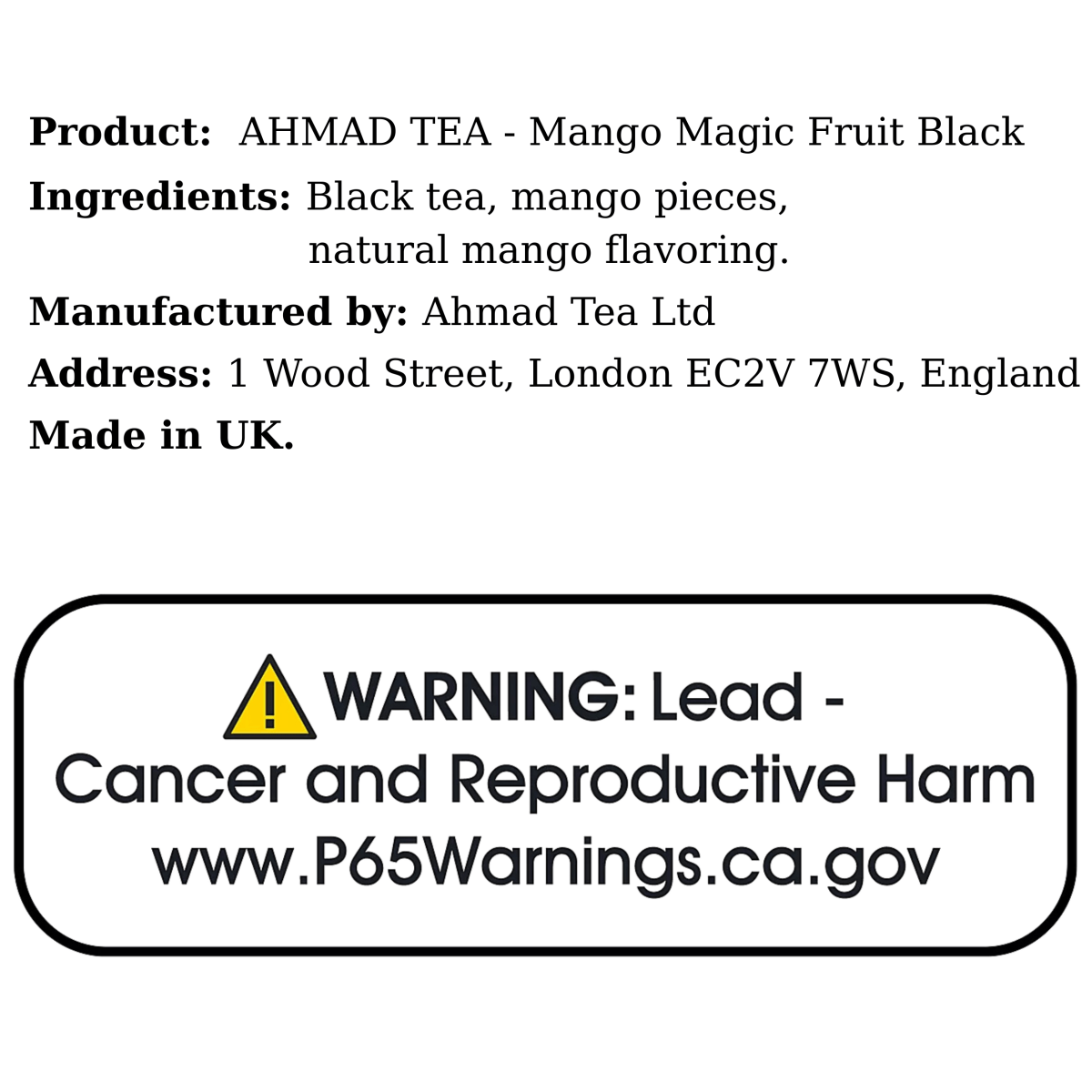 AHMAD TEA - Mango Magic Fruit Black (20 Tea Bags) - A&E Foodstore