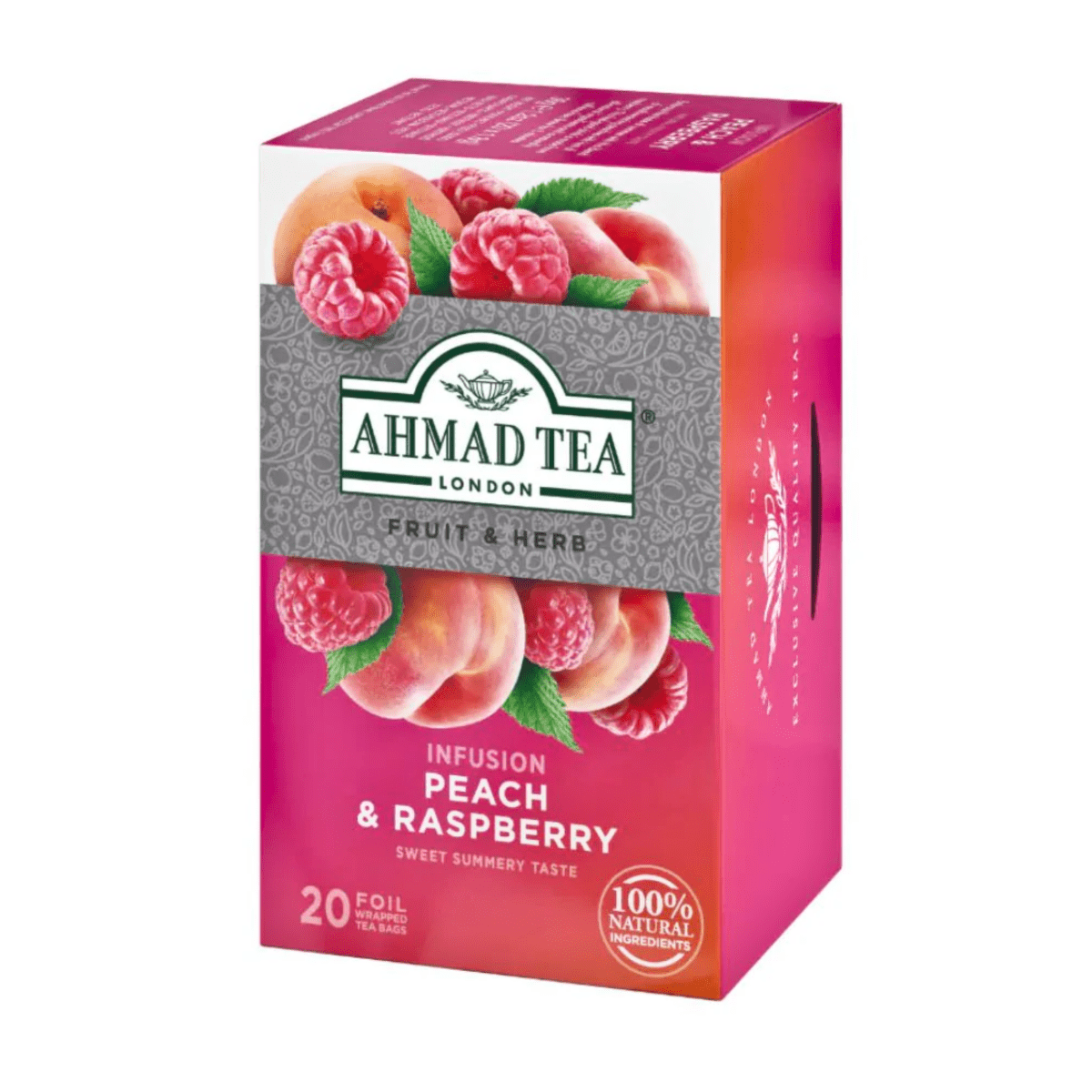 AHMAD TEA - Peach & Raspberry Herbal (20 Tea Bags) - A&E Foodstore