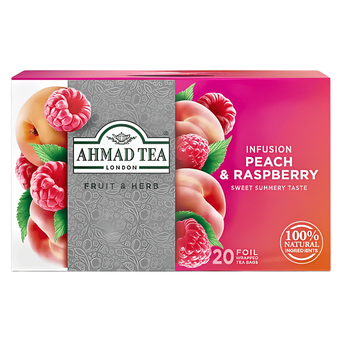AHMAD TEA - Peach & Raspberry Herbal (20 Tea Bags) - A&E Foodstore