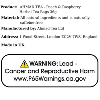 AHMAD TEA - Peach & Raspberry Herbal (20 Tea Bags) - A&E Foodstore