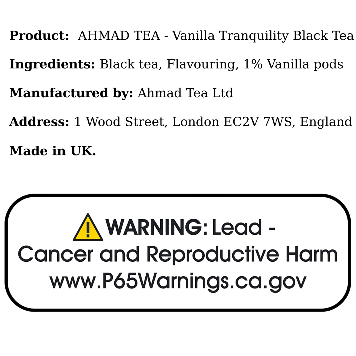AHMAD TEA - Vanilla Tranquility Black Tea (20Bags) - A&E Foodstore
