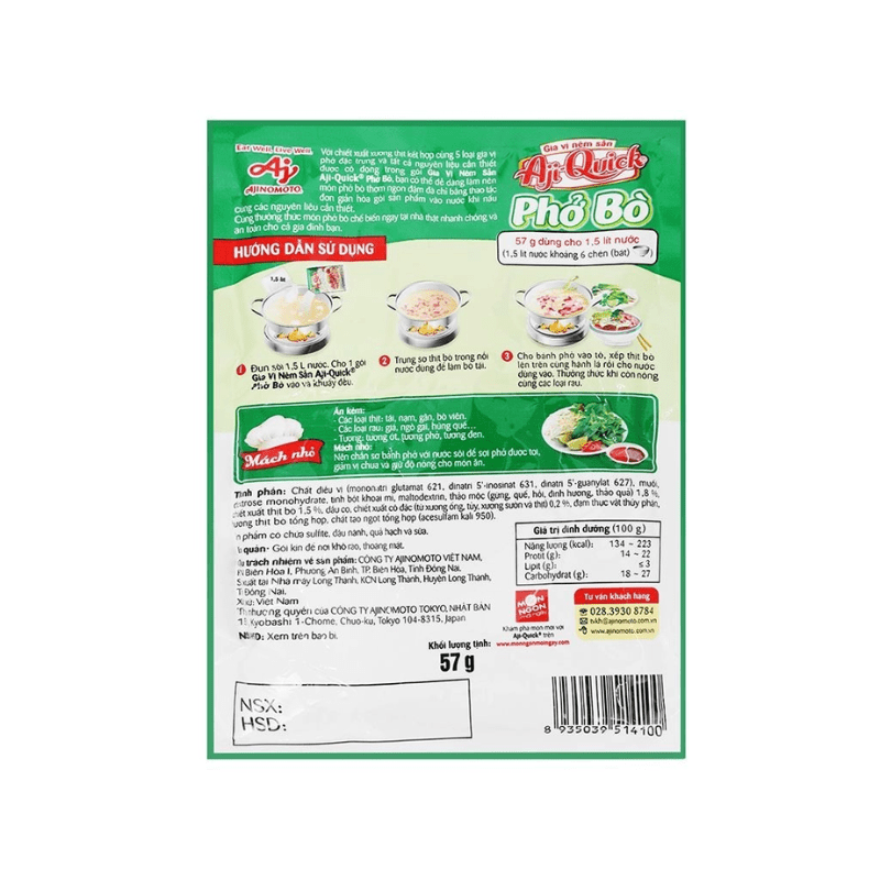 Aji Quick Beef Pho Seasoning 57g - A&E Foodstore