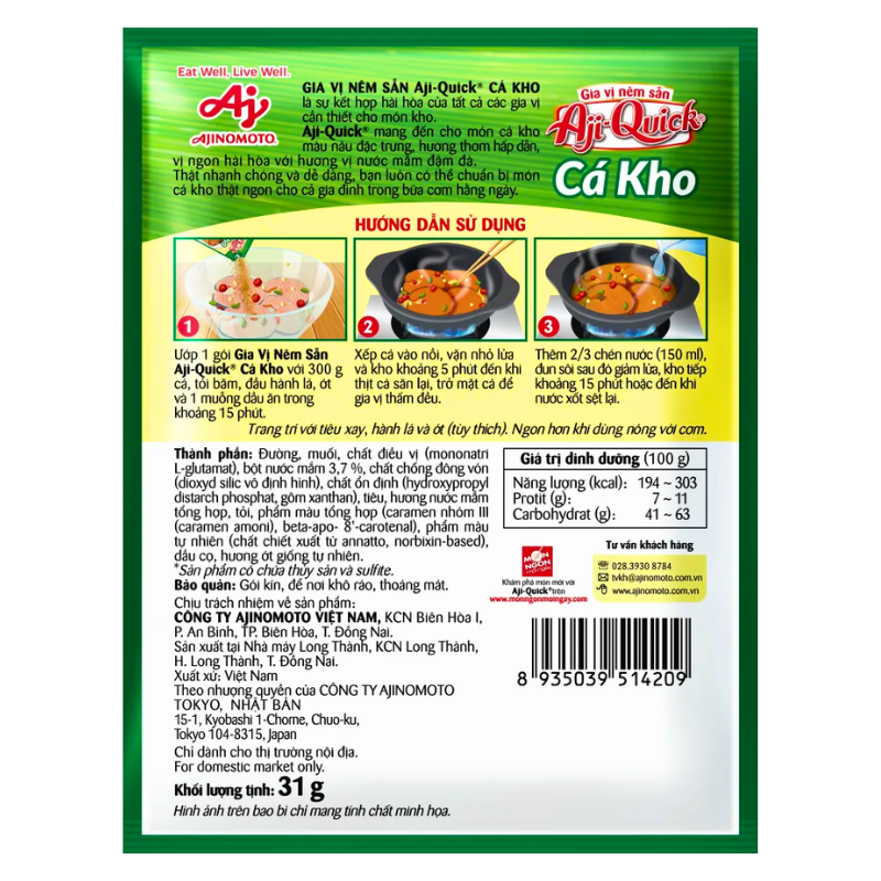 [Aji-Quick] Seasoning for Braised Fish - 31g - A&E Foodstore